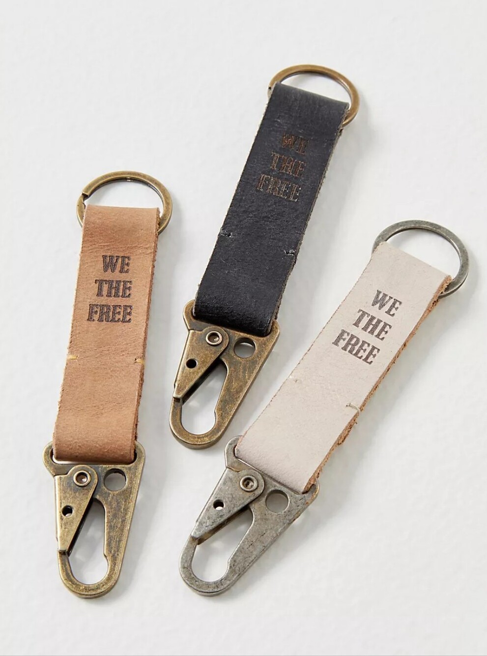 Free People We The Free Hooked Keyring Natural Leather Key Holder And Metal Clip